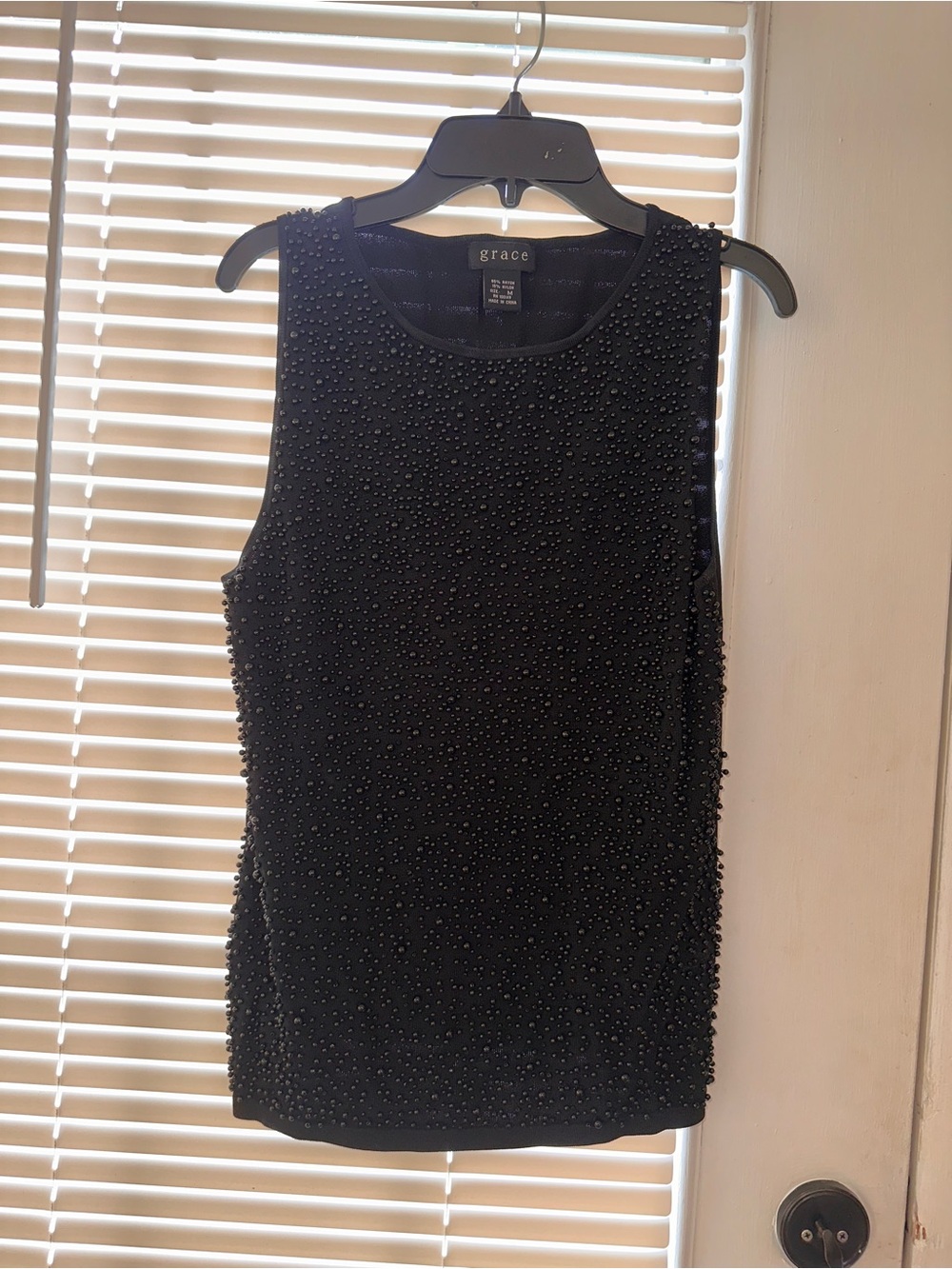 Grace Black Beaded Top